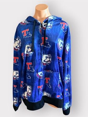 ⁠Top Drawer Men XXL Louisiana Tech Bulldogs All Over Print Zip Hoodie Jacket NWT